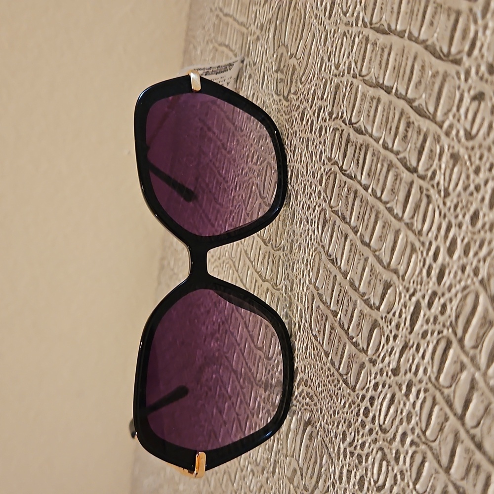 Laundry By Shelli Segal Hexagonal Black Sunglasses